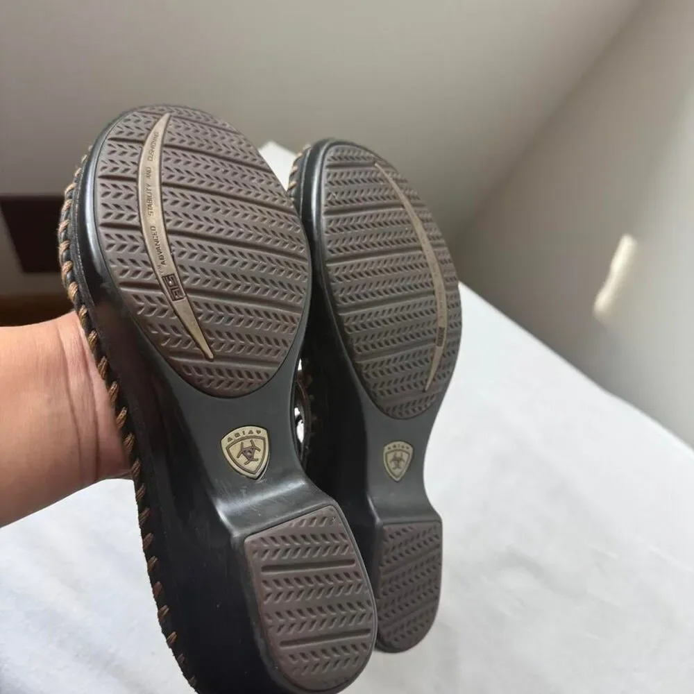 Ariat Black Leather T-Strap Sandals Women’s Size 7.5 Western Boho